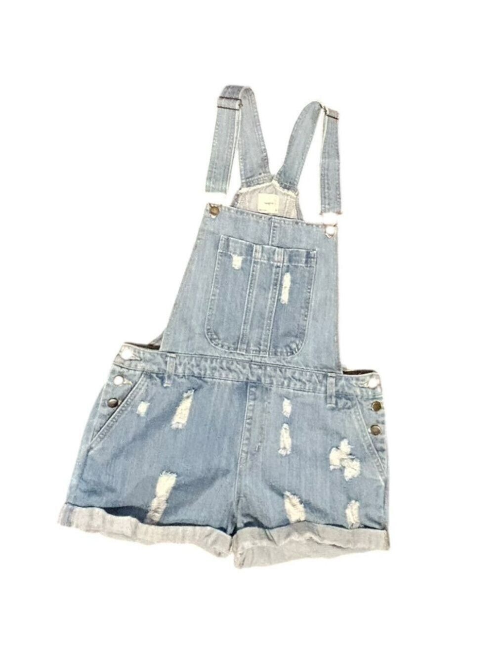 HARPER Heritage Distressed Cuffed Denim Blue Jean Shortalls Size Medium VGC